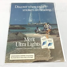 Vintage Print Ad 1986 Merit Ultra Lights Genuine Magazine Advertisement Ephemera
