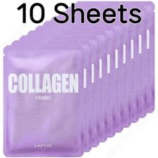 LAPCOS Daily Skin Mask Collagen Sheet 10PCS Firming Anti Wrinkle Vegan K-Beauty