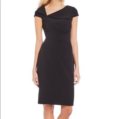 Chelsea Rose -Asymmetrical neckline Side-Ruched Sheath Dress
