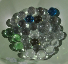 Lot of 31 Vintage Clear a few other colors w/Bubbles Glass Marbles