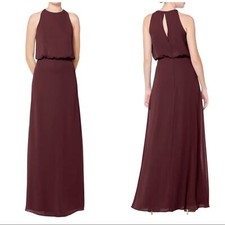 Levkoff Halter Neck Blouson Chiffon Evening Gown