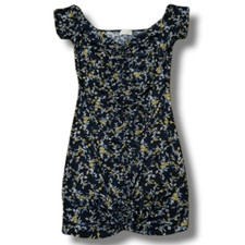 Four Leaf Womens Floral Ruched Front Bodycon Dress Size Small