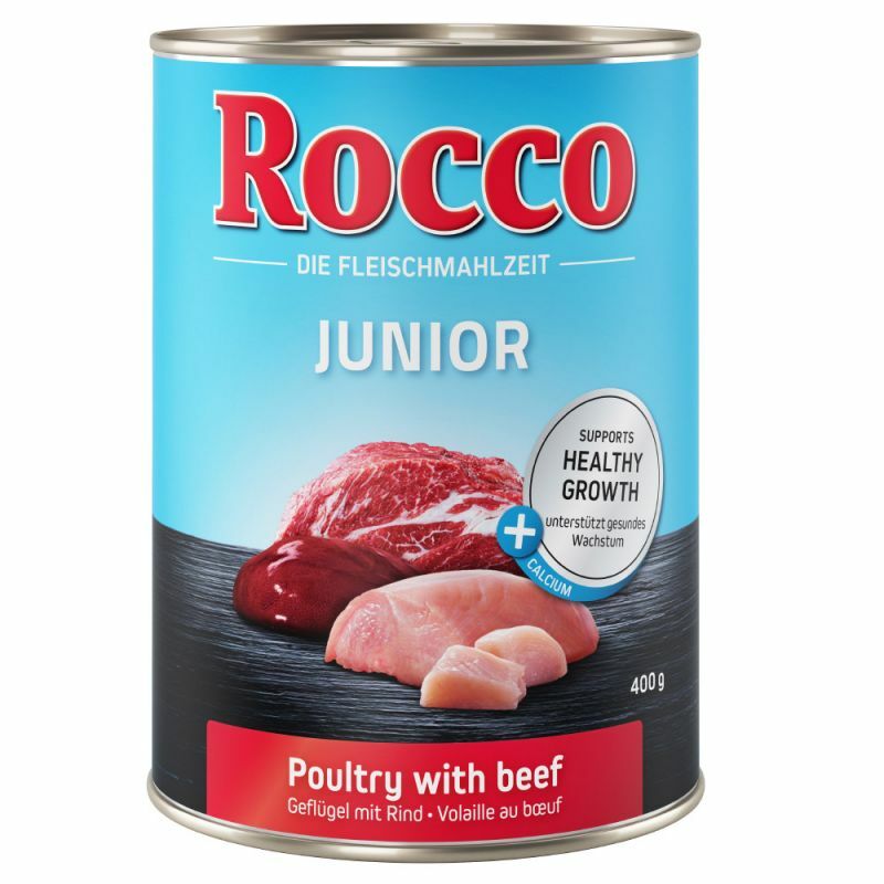 Rocco Junior Saver Pack 12x400g or 24x400g Wet Dog Food Poultry Turkey
