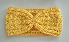 HANDMADE CROCHET YELLOW WOMEN/JUNIORS CINCHED Headband EAR WARMER