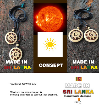 Ceylon Necklace Natural Looking Handcrafted Coconut Shell Design