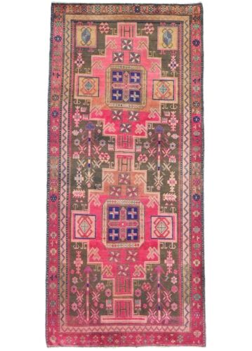 Boho Tribal Vintage Antique Muted 4X9 Distressed Oriental Runner Rug Wool Carpet - Afbeelding 1 van 12