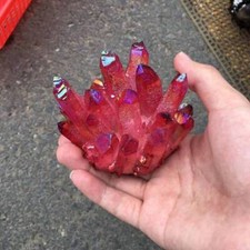 100g Natural Aura Red Titanium Quartz Crystal Cluster Energy Stone Geode Druzy