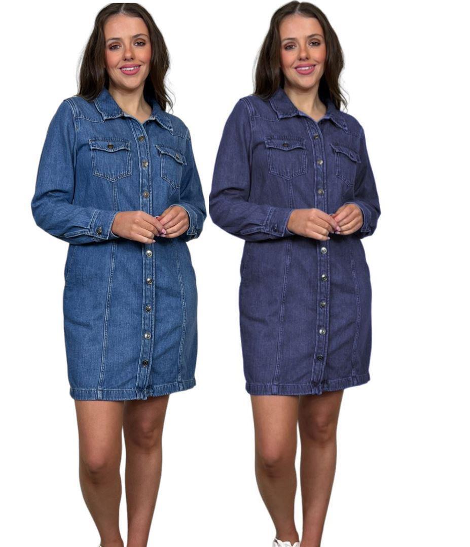 Plus Size Long Sleeve Jean Dress