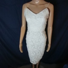 Sleeveless Modern Low-Back White Lace Embroidered Fashion Cocktail Dress New!