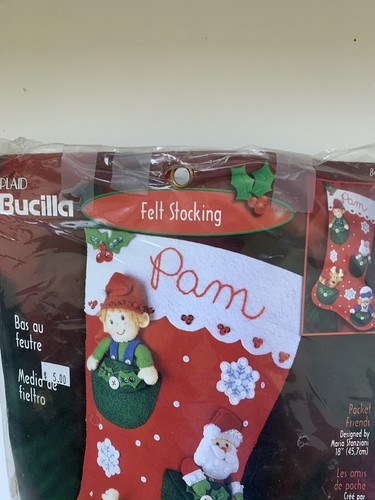 Bucilla Navidad Elfos Papá Noel Amigos Medias Kit Fieltro Lentejuelas Personalizar - Imagen 5 de 14