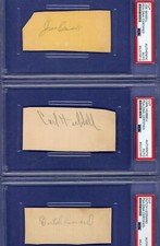 Dutch Leonard Cubs, Joe Sewell Indians, Carl Hubbell Giants Signed Cut Lot PSA
