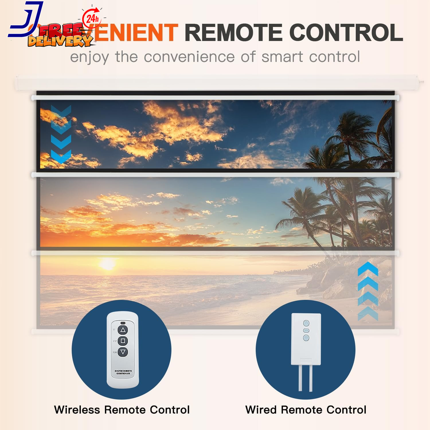 150" Projector Screen Motorized 16:9 4K HD Pull Down 150 INCH 16:9 US ONLY