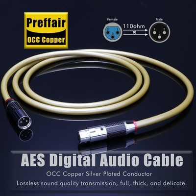 Balanced XLR Female to Male Cable OCC Copper Silver Plated Carbon Fiber Plug