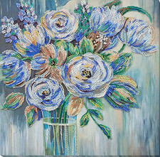 Bead Embroidery Kit "Pastel bouquet" Stitching Handmade Beadwork