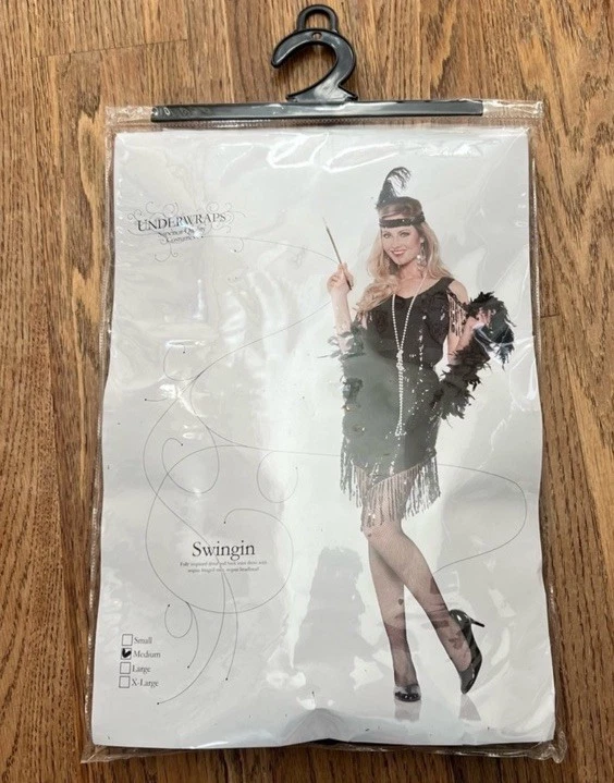 Disfraz Underwraps para mujer talla mediana negro Swingin’ Flapper Foto 2 de 4