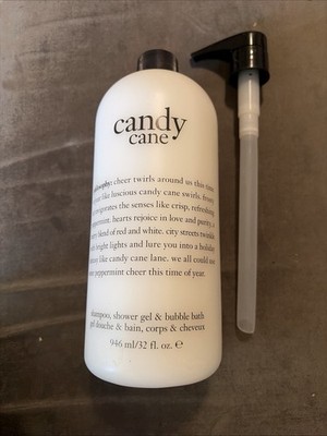 Philosophy Candy Cane Shampoo Shower Gel Bubble Bath 32 Oz with Pump