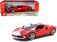 1/18 Ferrari 296 GTB Assetto Fiorano Red with White Stripes "Race + Play"