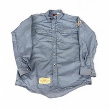 Bulwark Flame Resistant Workwear Utility Uniform Shirt Blue Size L Men  s
