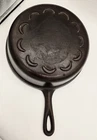 Vtg RARE! 1930s Lodge Scalloped Crescent Moon Cast Iron Chicken Fryer, Flat