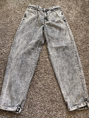 #ad Badge Vintage 90s Acid Wash Black High Rise Tapered Leg Jeans Size 32 $22.99