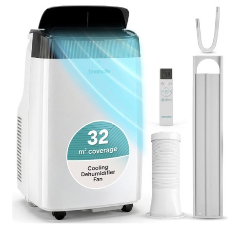 SereneLife Portable Air Conditioner 7000 BTU Dehumidifier & Fan, Window Vent Kit