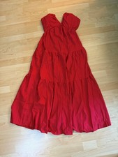 red sleeveless open back sundress size small, ties around the neck and back