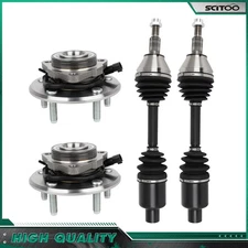 2 Front CV Axle Shaft + 2 Wheel Hub Bearing For 2012-2016 2017 2018 RAM 1500 4WD