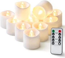 Homemory 12Pack 400+Hour Remote 12 Pack, White Base (Warm Light) 