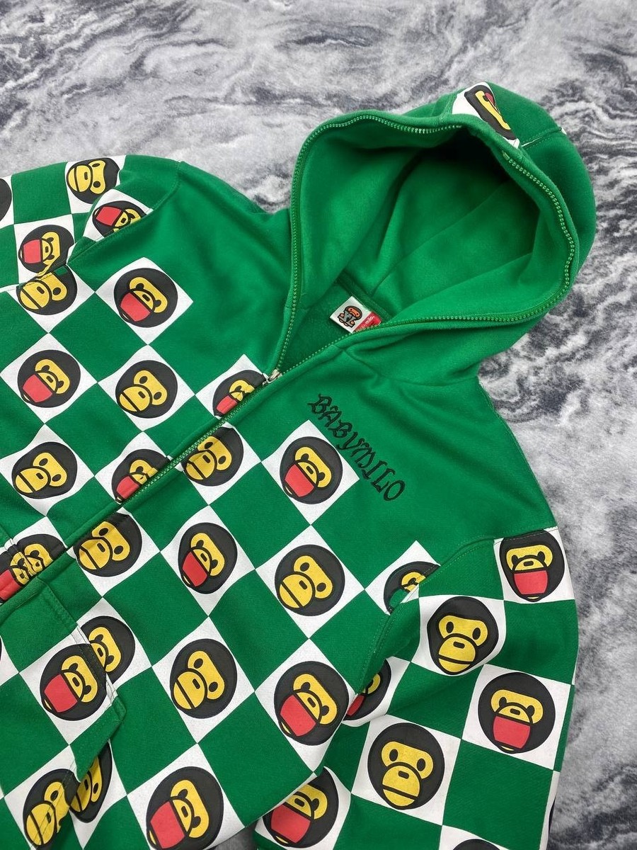 Vintage Baby Milo Full Zip Hoodie Big Monogran Logo Men Size XL