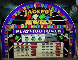 IGT JACKPOT JEWELS Play 100 token Top Glass for Slot Machine Great Condition