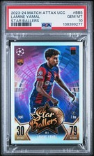 2023 TOPPS MATCH ATTAX UEFA CLUB COMPETITIONS STAR BALLERS LAMINE YAMAL PSA 10
