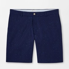 Peter Millar Navy Blue Salem Geo Paisley Performance Shorts 9 Inseam 36 Golf