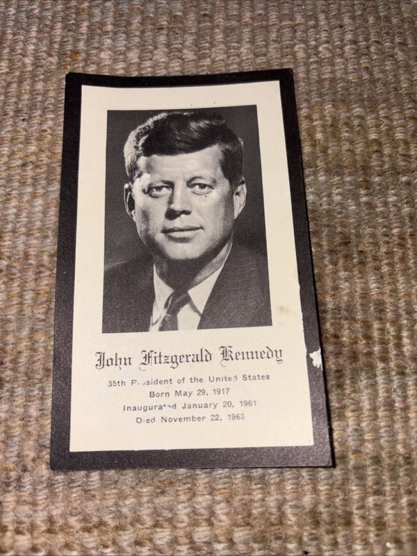 Vntg John F. Kennedy Funeral Prayer Card 1963 McKenna Funeral Home Salamanca,NY