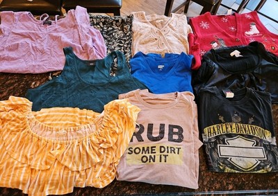 Women's 1X Lot, Assorted Brands, Lot Of 10, Holiday Vest, Lands End, Harley...