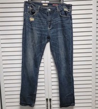 Anthropologie Pilcro The Heritage Boyfriend Jeans Distressed Dark Wash Cotton