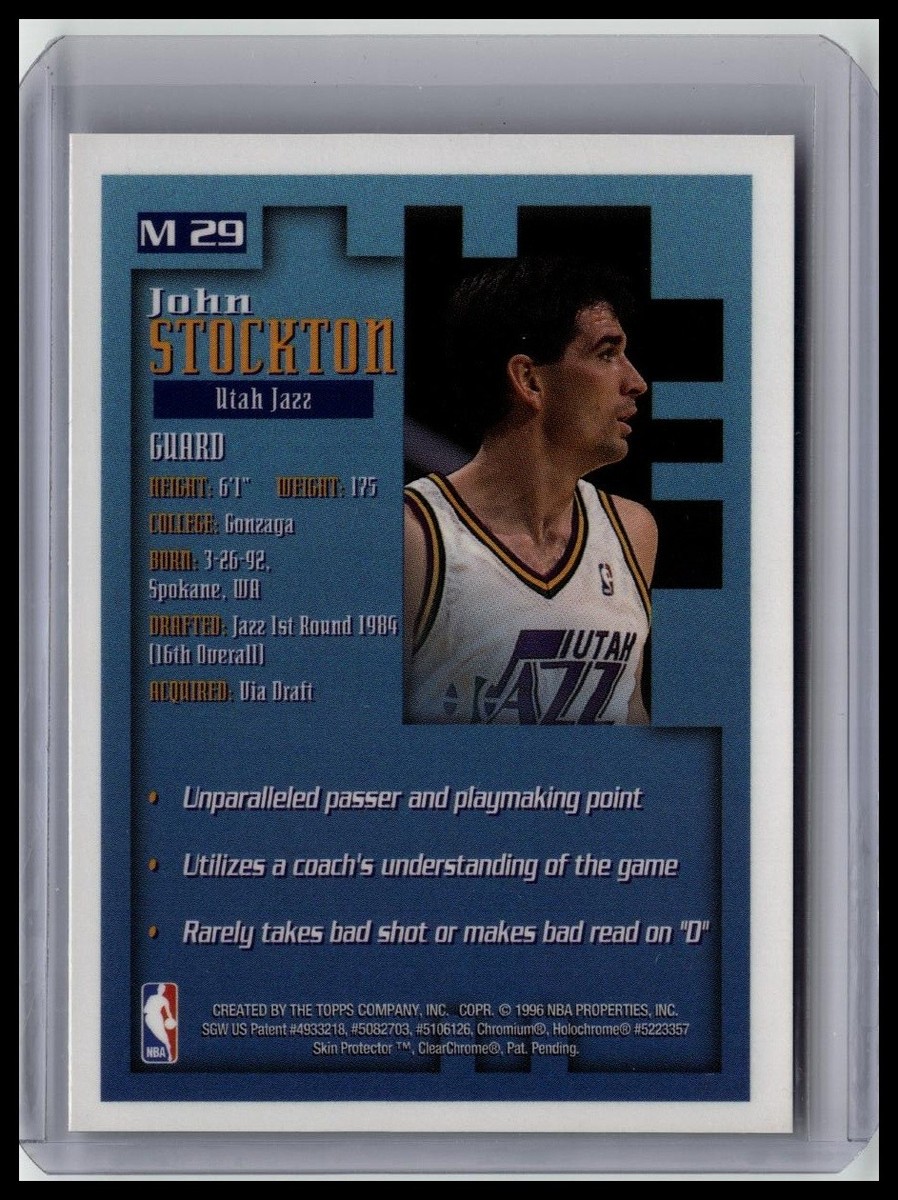 1995-96 Topps Finest - Mystery Finest John Stockton #M 29 1995-96 Topps Finest - Mystery Finest John Stockton #M 29