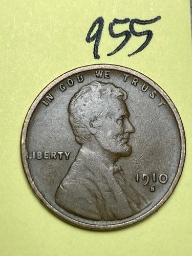 1910-S LINCOLN WHEAT CENT, low mintage date, "Fine" condition #955