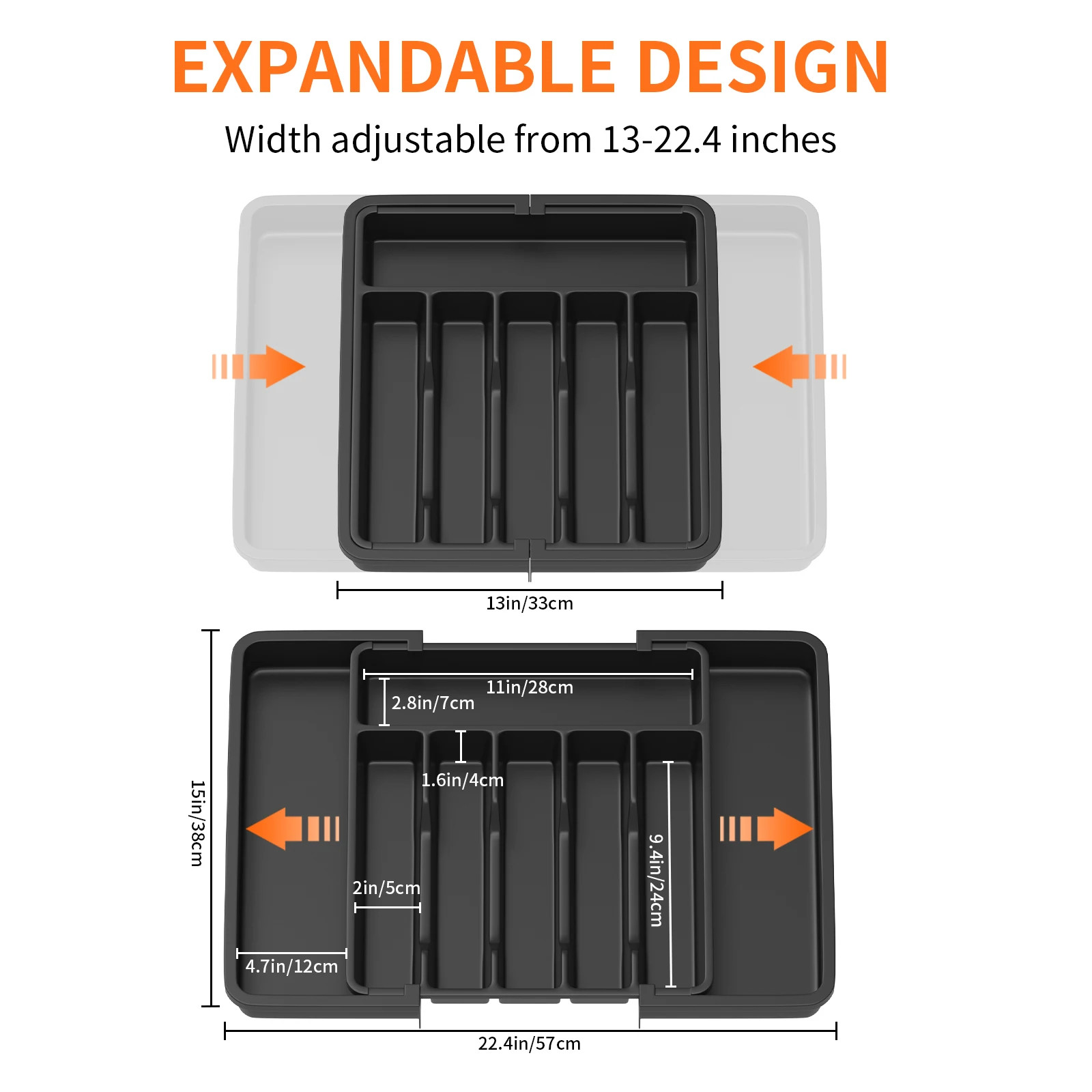 Expandable Cutlery Tray Adjustable Utensil Drawer Organizer 6-8 Compartments