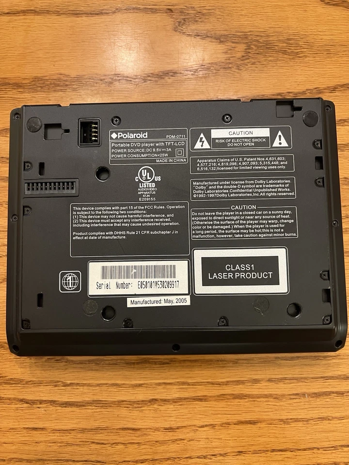 Polaroid PDM-0711 Portable DVD Player (7") + manual + Battery-No Cords Untested - Image 4 of 4