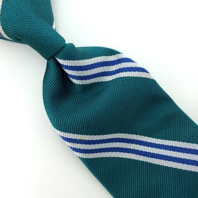 Robert Talbott Tie Silk Teal Grn Blue White Stripe Ivy Prep Necktie Woven #I24/F