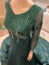 Bridal Green Long Dress with Veil 