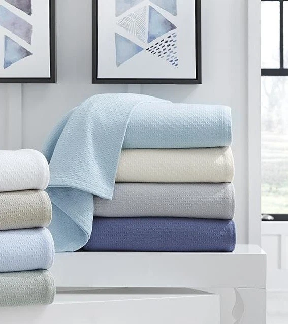 SFERRA CORINO 11416 COTTON BLANKET POWDER BLUE QUEEN/FULL SIZE NWT - Image 3 of 4