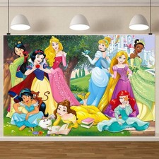 Girls Princess Backdrop Happy Birthday Photo Background Party Baby Shower Decor