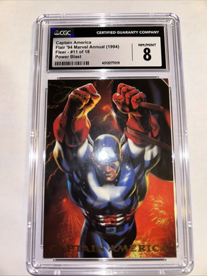 #ad #ad 1994 Captain America Marvel Annual Power Blast Card No#11 of 18 CGC NM MT 8 $59.95