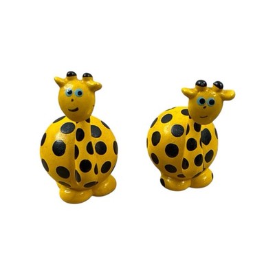 Brazilian Hand Painted Marble Miniature Animal Giraffe Figurine Couple Set Lot