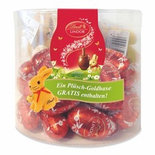 Lindt Goldhase Lindor-Eier Milch Köcher mit Plüsch 450g Packung