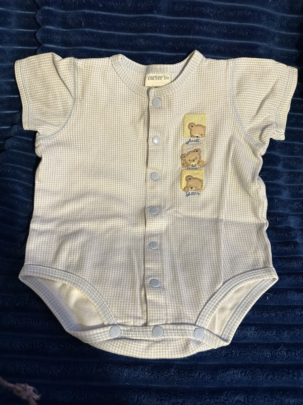 CARTERS BLUE CHECKED TEDDY BEAR 1 PIECE 9-12 MONTHS