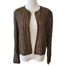 Adrianna Papell Heavily Beaded Open Evening Jacket Size Medium