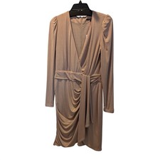 ALEX MARIE Metallic Ruched Dress Champagne Gold Size 8 New Year Holidayoliday