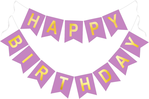Schon AufgefäDelt Happy Birthday Girlande, 16×20 Cm Geburtstag Girlande Lila Und-image